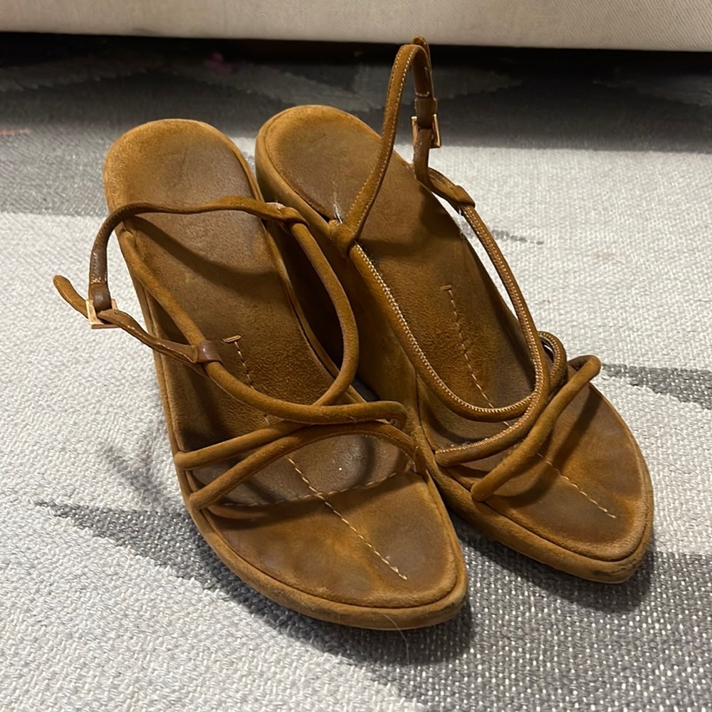 Vintage Prada Suede Wedge Sandals 38